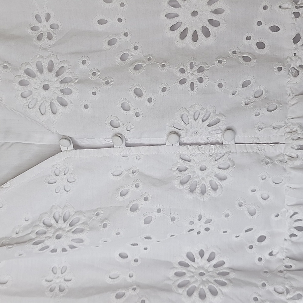 Time And True Womens Sleevless Cotton Blend Tiered Eyelet White Mini Dress - Picture 3 of 12